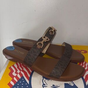 Michael Kors Dark Brown Logo Sandals size 6.5